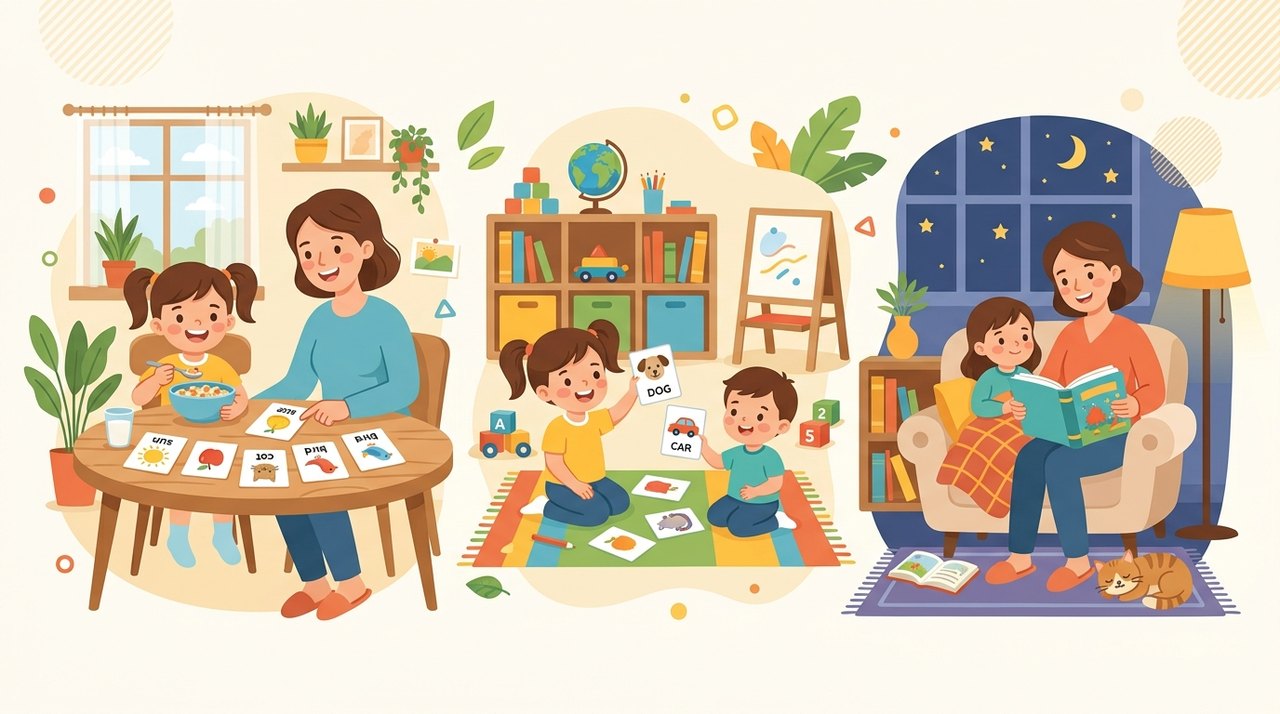 Lộ trình học tiếng Anh mỗi ngày cho bé: học qua flashcard, trò chơi và đọc sách cùng bố mẹ